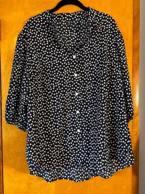 SHEIN Navy Blue Button-Up Blouse